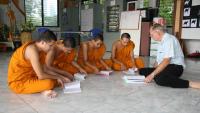 John Beeching leads a course with Buddhist monks